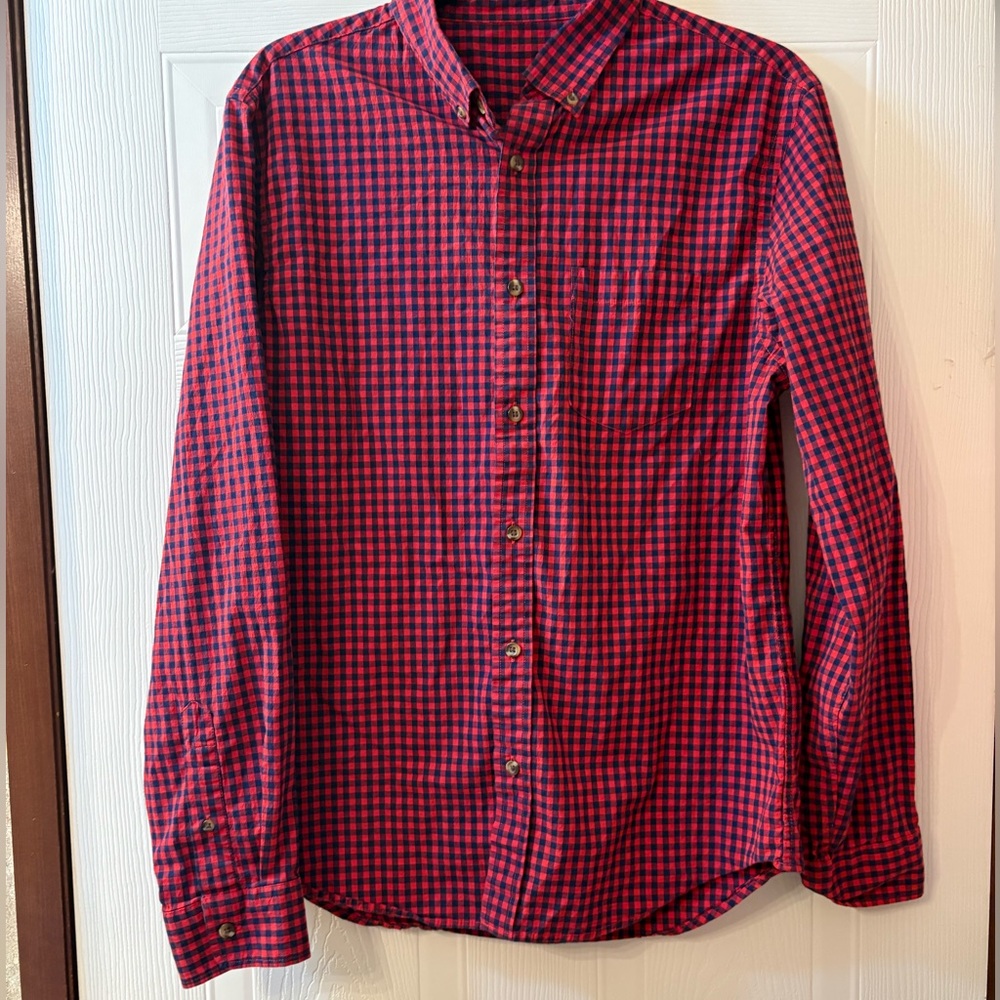Men's Red and Blue Checkered Shirt